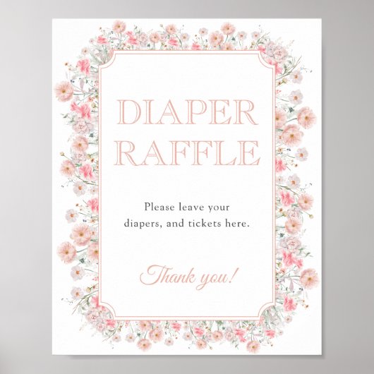 Summer Wildflower Diaper Raffle Baby Shower Poster (Voorkant)