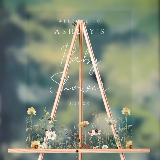Summer Wildflower Field Baby shower Acryl Bord (Neutraal)