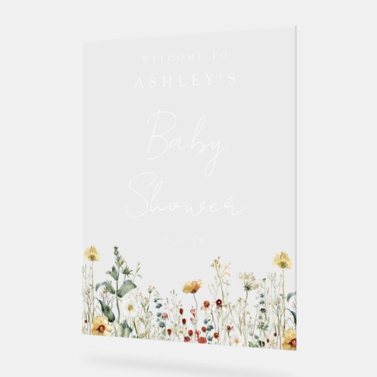 Summer Wildflower Field Baby shower Acryl Bord (Hoek)