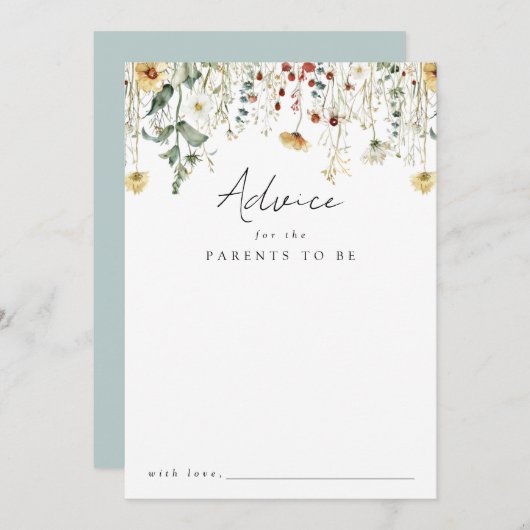 Summer Wildflower Field Baby shower Advieskaart (Voorkant / Achterkant)