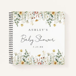 Summer Wildflower Field Baby shower Gastboek Notitieboek