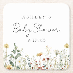 Summer Wildflower Field Baby shower Kartonnen Onderzetters