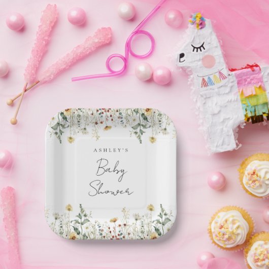 Summer Wildflower Field Baby shower Papieren Bordje (Feest)