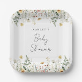 Summer Wildflower Field Baby shower Papieren Bordje (Voorkant)