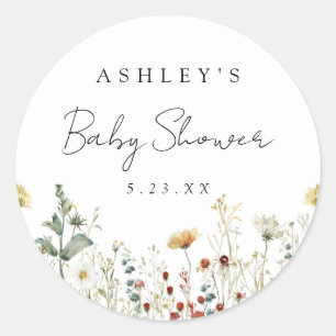 Summer Wildflower Field Baby shower Ronde Sticker