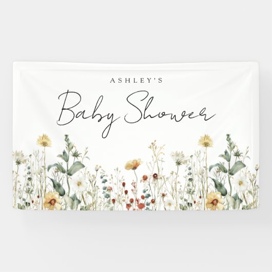 Summer Wildflower Field Baby shower Spandoek (Horizontaal)