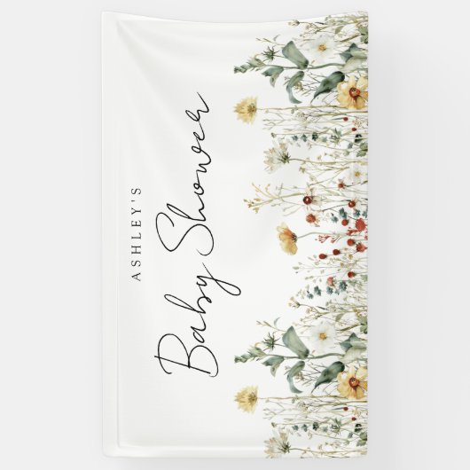 Summer Wildflower Field Baby shower Spandoek (Verticaal)