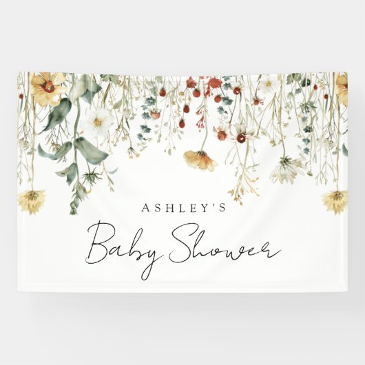 Summer Wildflower Field Baby shower Spandoek (Horizontaal)