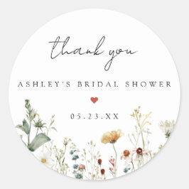 Summer Wildflower Field Bridal Shower Ronde Sticker