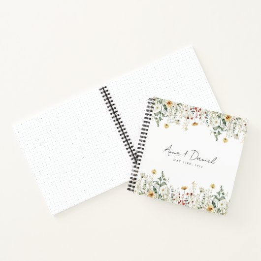Summer Wildflower Field Bruiloft Gastenboek Notitieboek (Binnen)