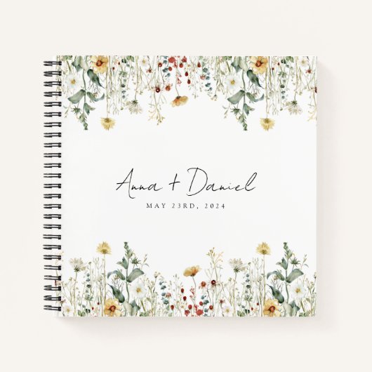 Summer Wildflower Field Bruiloft Gastenboek Notitieboek (Voorkant)