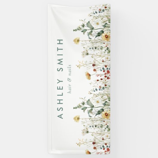 Summer Wildflower Field Business Spandoek (Verticaal)