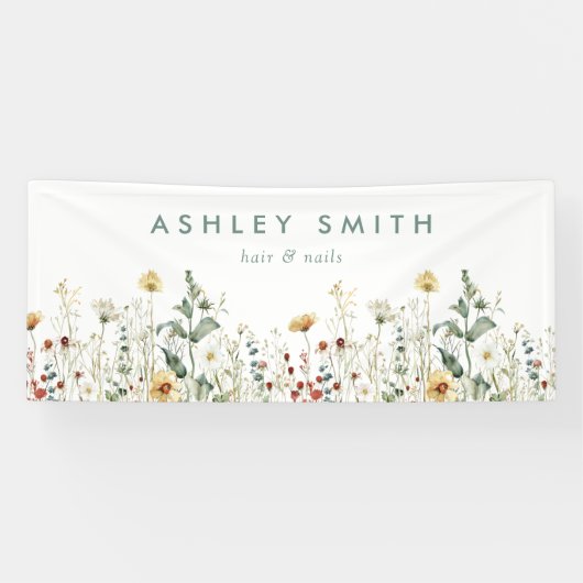 Summer Wildflower Field Business Spandoek (Horizontaal)