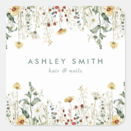 Summer Wildflower Field Business Vierkante Sticker