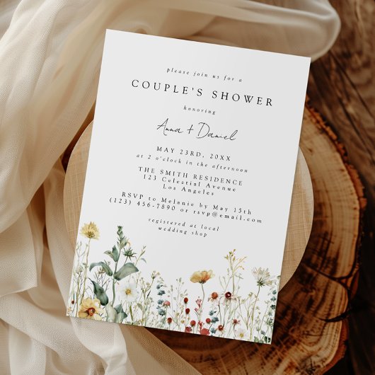 Summer Wildflower Field Couple's Shower Invitation Kaart