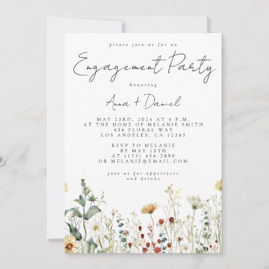 Summer Wildflower Field Engagement Party Kaart (Voorkant)