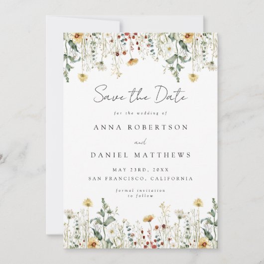 Summer Wildflower Field Save The Date (Voorkant)