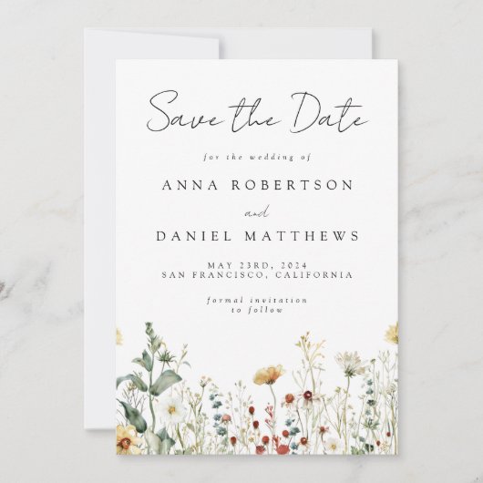 Summer Wildflower Field Save The Date (Voorkant)