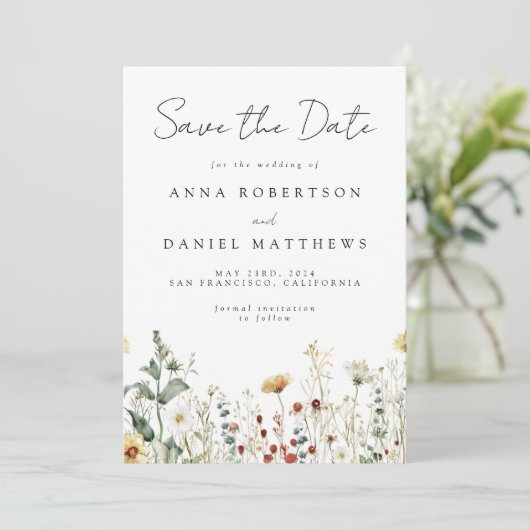 Summer Wildflower Field Save The Date (Staand voorkant)
