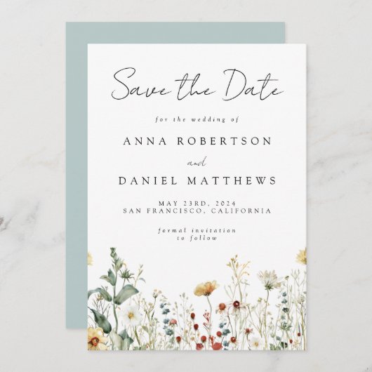 Summer Wildflower Field Save The Date (Voorkant / Achterkant)