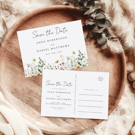 Summer Wildflower Field Save the Date Briefkaart