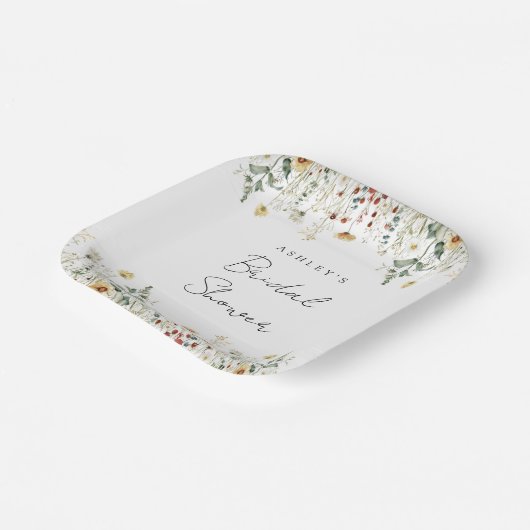 Summer Wildflower Field Vrijgezellenfeest Papieren Bordje (Gebogen)