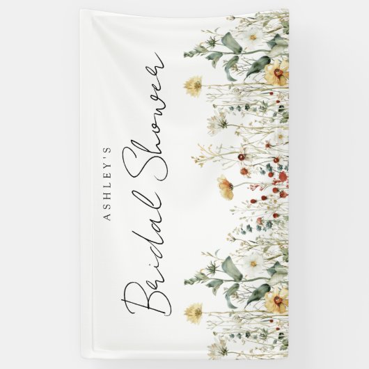 Summer Wildflower Field Vrijgezellenfeest Spandoek (Verticaal)