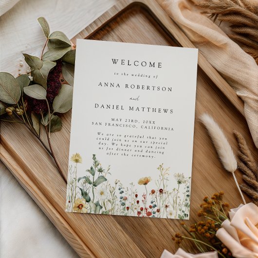 Summer Wildflower Field Wedding Programmakaart