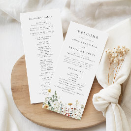 Summer Wildflower Field Wedding Programmakaart