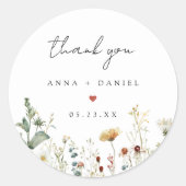 Summer Wildflower Field Wedding Ronde Sticker (Voorkant)