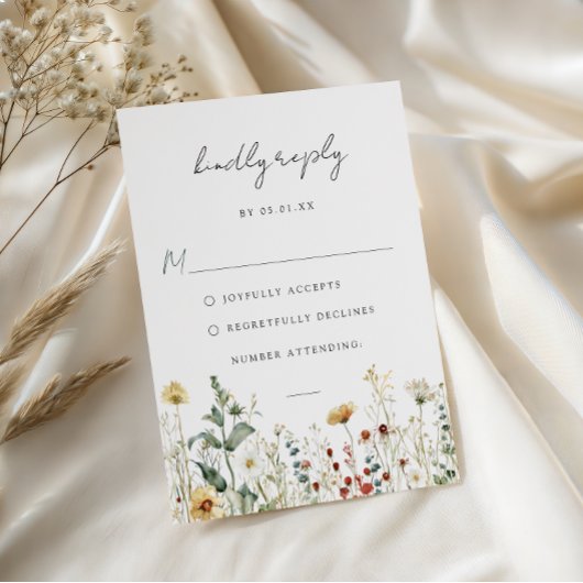 Summer Wildflower Field Wedding RSVP Card