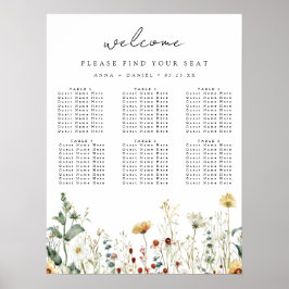 Summer Wildflower Field Wedding Seating Chart Poster