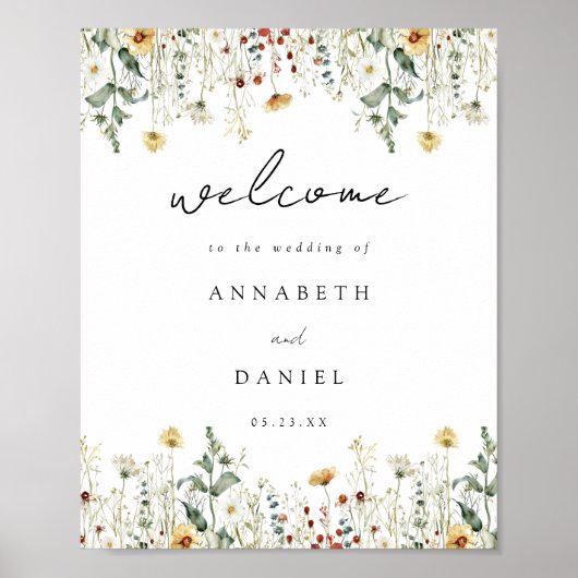 Summer Wildflower Field Wedding Welcome Poster (Voorkant)
