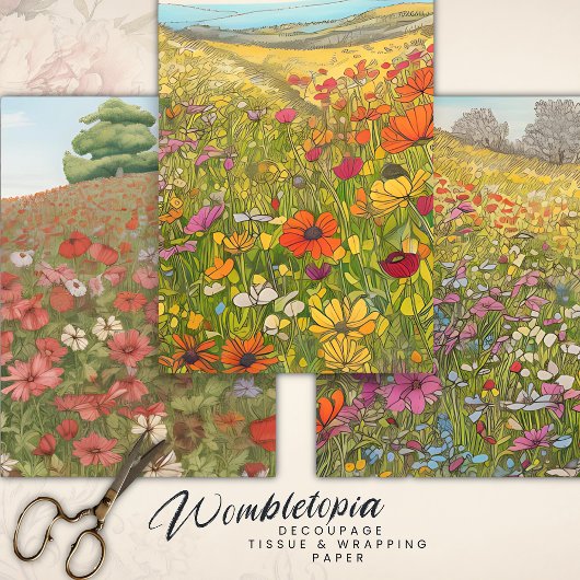 Summer Wildflower Fields | Ontkoppeling van zwaarg Inpakpapier Vel