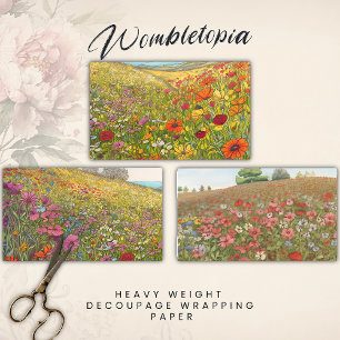 Summer Wildflower Fields   Ontkoppeling van zwaarg Inpakpapier Vel