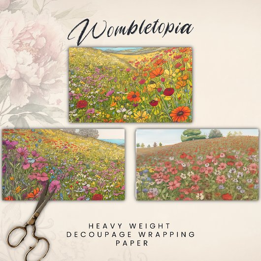 Summer Wildflower Fields | Ontkoppeling van zwaarg Inpakpapier Vel