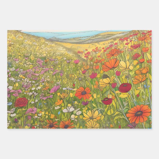 Summer Wildflower Fields | Ontkoppeling van zwaarg Inpakpapier Vel (Voorkant 2)