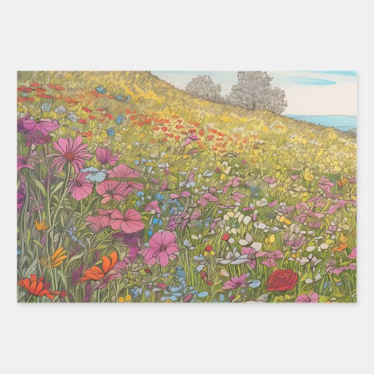 Summer Wildflower Fields | Ontkoppeling van zwaarg Inpakpapier Vel (Voorkant)