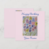 Summer Wildflower Flat Birthday Kaart (Voorkant / Achterkant)