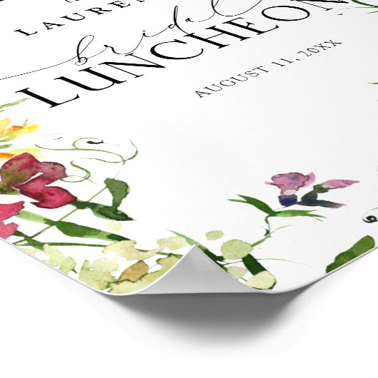 Summer Wildflower Floral Bridal Luncheon Welkom Poster (Hoek)