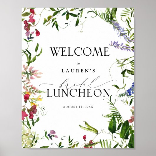 Summer Wildflower Floral Bridal Luncheon Welkom Poster (Voorkant)