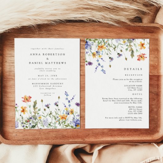 Summer Wildflower Garden All-in-One Wedding Kaart