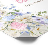 Summer Wildflower Garden Krans roze Gastenboek Poster (Hoek)