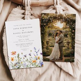 Summer Wildflower Garden Photo Wedding Invitation Kaart