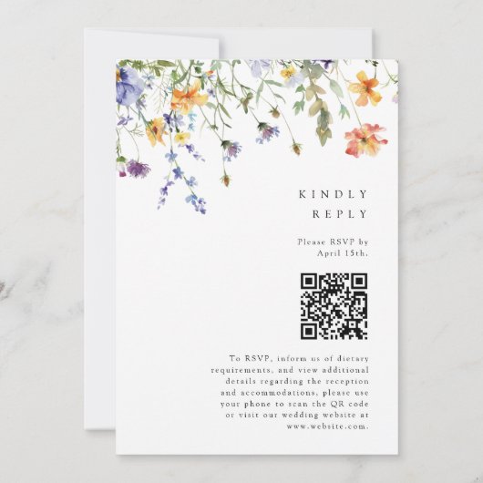 Summer Wildflower Garden QR Code Wedding Kaart (Achterkant)