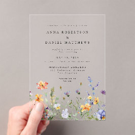 Summer Wildflower Garden Wedding Acryl Uitnodigingen
