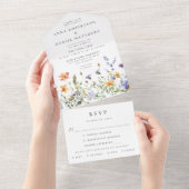 Summer Wildflower Garden Wedding All In One Uitnodiging (Afscheurbaar)