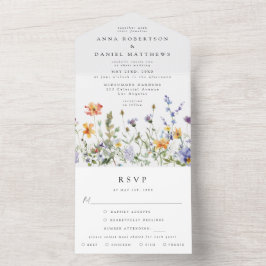 Summer Wildflower Garden Wedding All In One Uitnodiging
