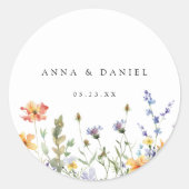 Summer Wildflower Garden Wedding Ronde Sticker (Voorkant)