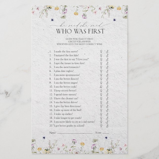 Summer Wildflower Hij zei dat ze douche spel zei (Voorkant)